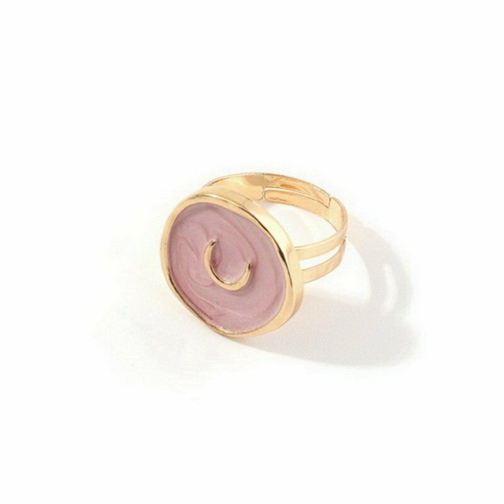NWOT Gold Baby Pink Eclipse Moon Ring